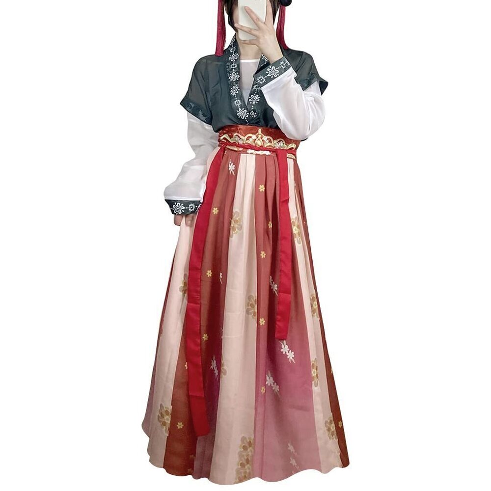 4664 Modern Hanfu Dress Round Collar Duijin Qiyao Ruqun Chinese Tang